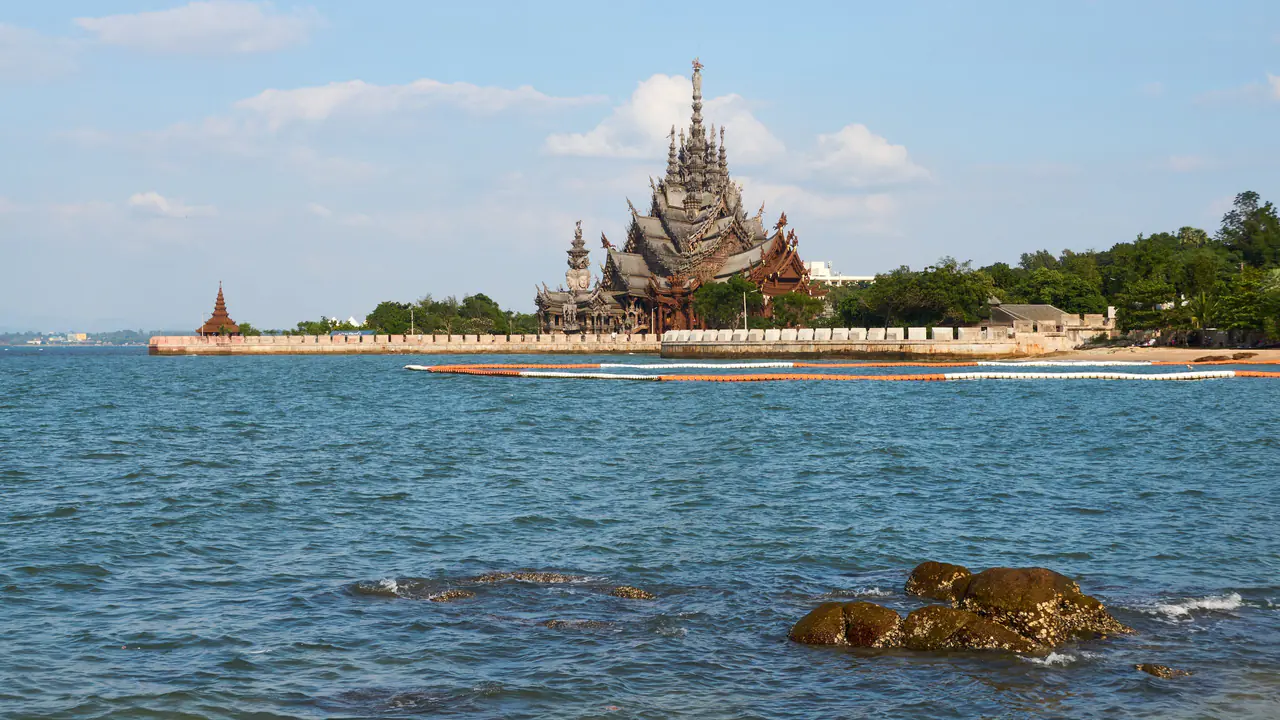 The Sanctuary of Truth, all carved wood, on the Naklua headland facing the Gulf of Thailand