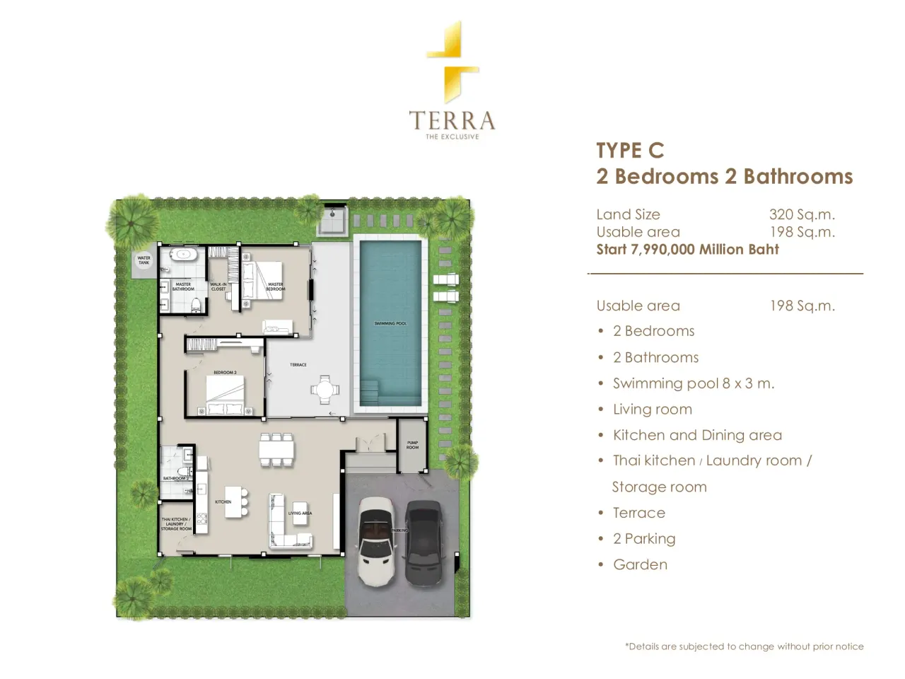 Villa · 2 ห้องนอน · 2 ห้องน้ำ · 198 m²