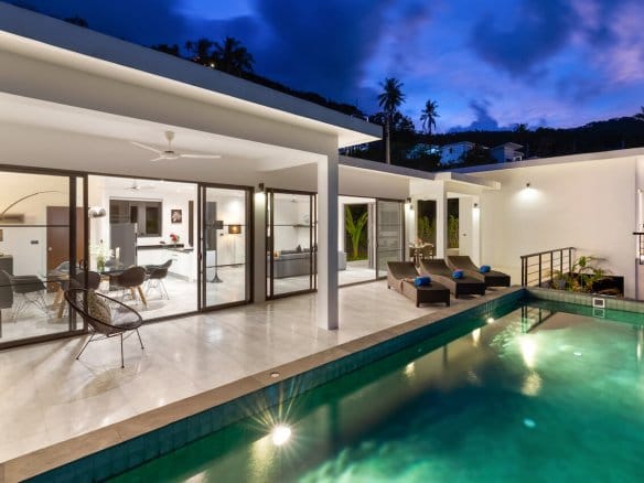 villa california exterieur by night koh samui